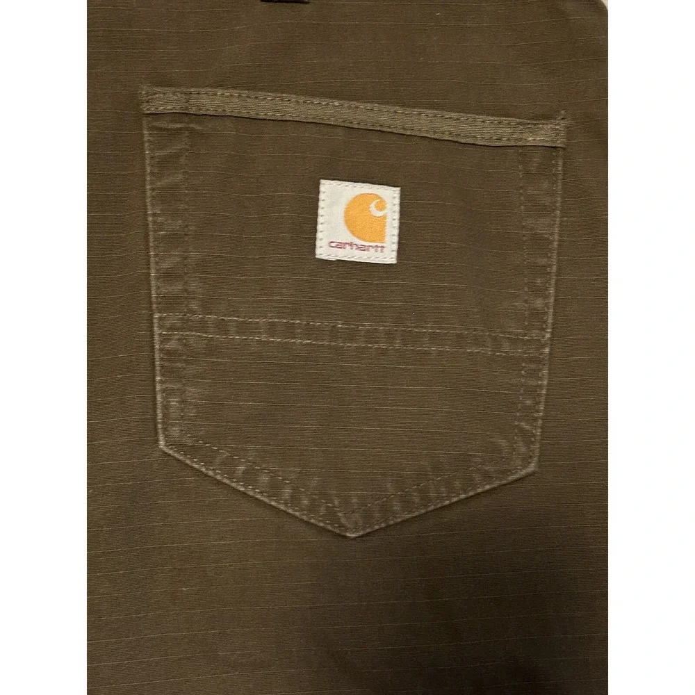 Carhartt Relax Fit Cargo Pants Brown Canvas Ripstop Double Knee Work Wear 42x32